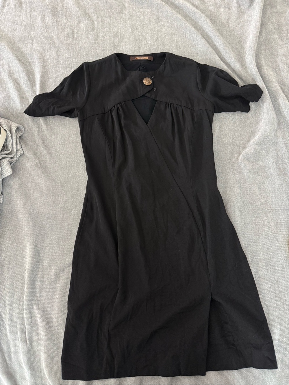 Roberto Cavalli vintage mini black dress with button detail size 42 y2k clothing